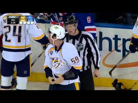 Oscar Lindberg Hits Roman Josi