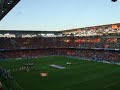 Football fans chanting Seven Nation Army
