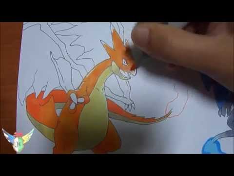 how to draw mega charizard x step by step