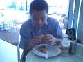 Daniel's eating sandwich