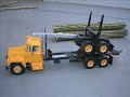Custom toy logging trucks and log loaders