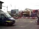 Dart train departs and another arrives at Bray station. Dart train departs and another arrives at Bray station.