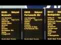 Waterloo Station; 08 09 train delayed & cancelled due to broken down train at Brookwood; Saturday 10th December 2011