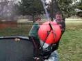 4 Boys FunFight with Exercise Balls on Trampoline