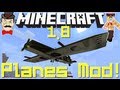 Minecraft 1.8 PLANES Mod! Fly Aircraft - Anti Air AA Guns, Spitfire & More!