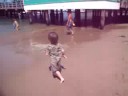 Austin playing \"tag\" with the ocean on Catalina