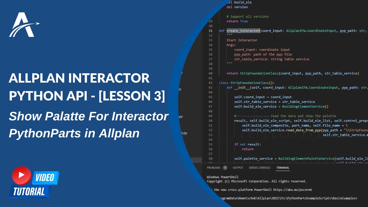 ALLPLAN interactor Python API | [LESSON 3] - Show Palatte For Interactor PythonPart