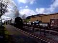 34007 and 4247 arrive at Washford