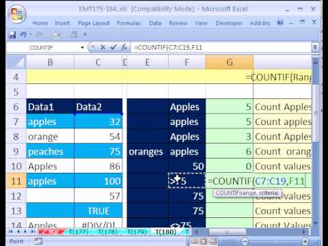 how to use the countif function in excel