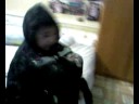 My brother falling on the floor.