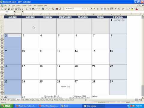 how to create calendar in excel