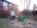 Using snow blower to pick up leaves