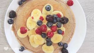 Panquequinha saudável: Banana + Farinha de Aveia + Farinha integral + Canela + Frutas + Mel