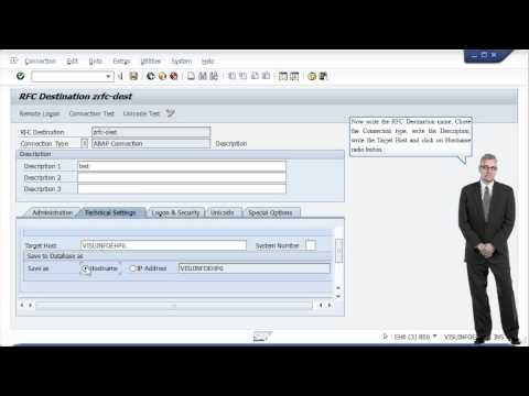 how to define rfc destination sap