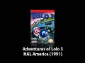 adventures of lolo 3 is a puzzle game released in 1991 by hal corporation for the nintendo entertainment system. it is based on the japanese eggerland video game series. it was the third and final installment of the adventures of lolo series released in the us this game included some new additions to gameplay. in japan, this game was released as the adventures of lolo 2 because adventures of lolo was not released in japan. additionally, the japanese version of the game had a different difficulty curve, different stages, and moby (the whale-like creature) appeared in level 9 instead of level 11.