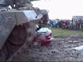 Man nearly crushed by tank Man nearly crushed by tank