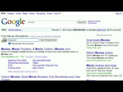 Movie Times into Google Search