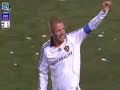 David Beckham scores from 60 yards out.