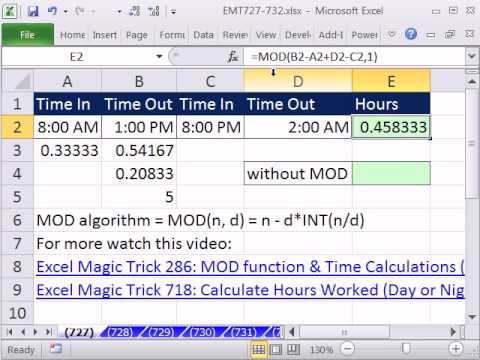 how to calculate hours in excel