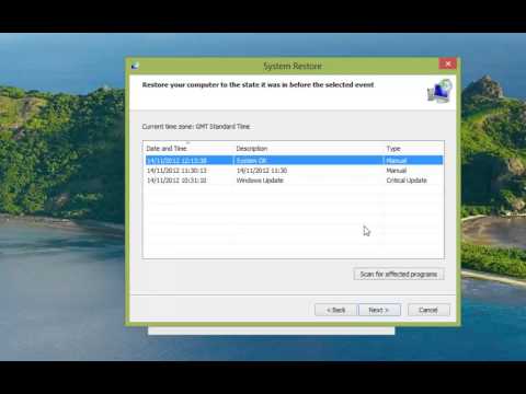 how to a system restore in windows 8