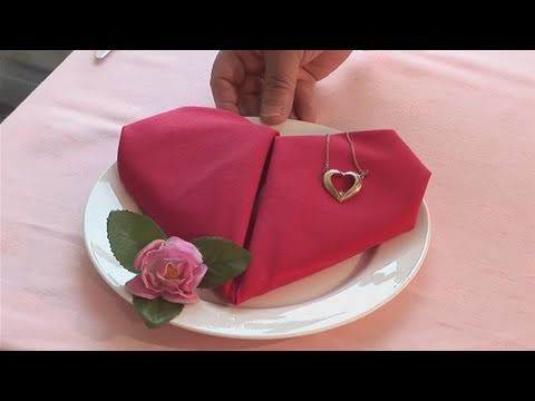 napkin folding heart - This advice video is a helpful time-saver that will enable you to get good at napkin folding, dining etiquette. Watch our bite-size tutorial on How To Make A...