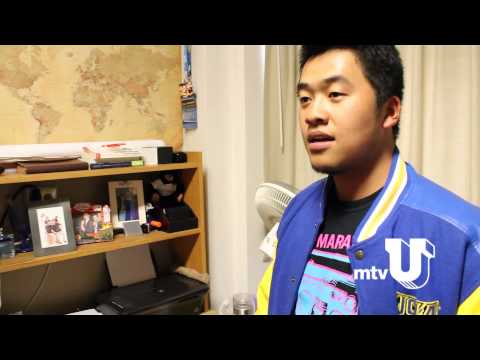 college - Collin shows off his Sproul dorm room on