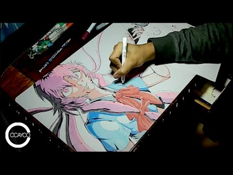how to draw yuno gasai