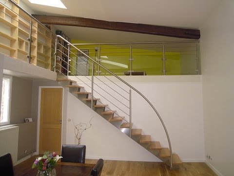 escalier à double limon central en inox