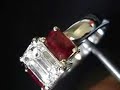 2.02 Emerald Cut Diamond w Ruby Side Stones