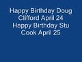 Happy Birthday Stu Cook & Doug Clifford Happy Birthday Stu Cook & Doug Clifford