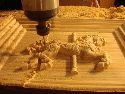 45 6090 CNC Router Machining a 3D Fairground horse in a frame