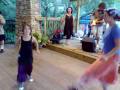 Rachel and Rebecca flat footing to the music of Great Bear Trio