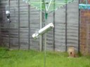 sugar rocket jammed in a 2ltr bottle tied to washing line