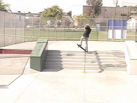 oscar meza cruising at garvanza park.rides for mainline skate shop, 