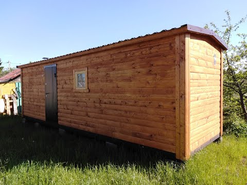 16. Деревянная мобильная баня 8,0х2,3 м из профилированного бруса или каркасная