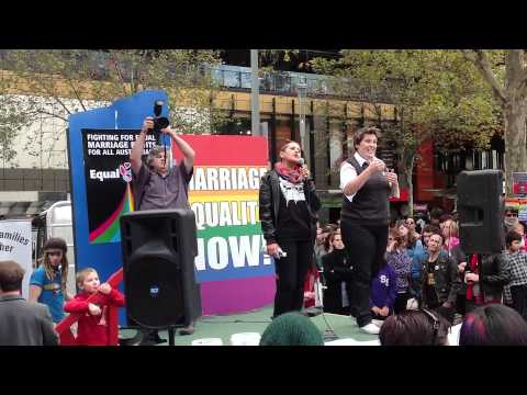Equal Love Equal Rights - One of the key organisers to the Victorian equal love, equal rights rally, Ali Hogg delivers a speech to the May 12 participants at the Melbourne rally refle...