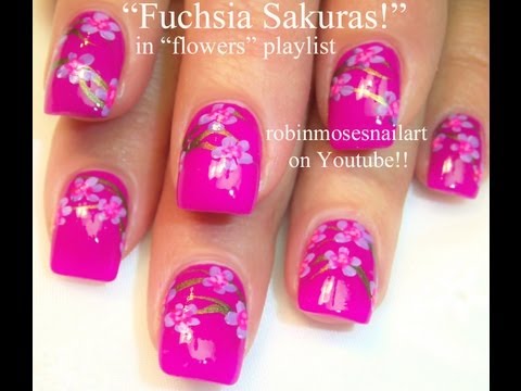 Fuchsia Sakura Cherry Blossom dream Nail Art