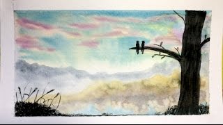 Quick Watercolor Painting - Love Birds