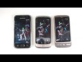 The new Samsung Galaxy S running Neocore beside a Nexus One and HTC Desire both on Android 2.1.