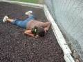 skateboarding down slide and falling
