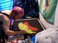 second part of speed painting, this is three separate painting sessions, me finishing up the first square on an andy warhol banana reproduction (its a comforter i'm making for a client...if you're interested in my artisan crafts & fashion design, please visit my portfolio: ldcustomcouture.carbonmade.com ). i used a selection of music form the kirby's dreamland game from the original nes (one of my all time favorite games).