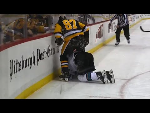 Video: Crosby frustrated after blatant slew foot by Karlsson
