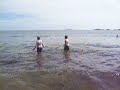 Playing in the waves