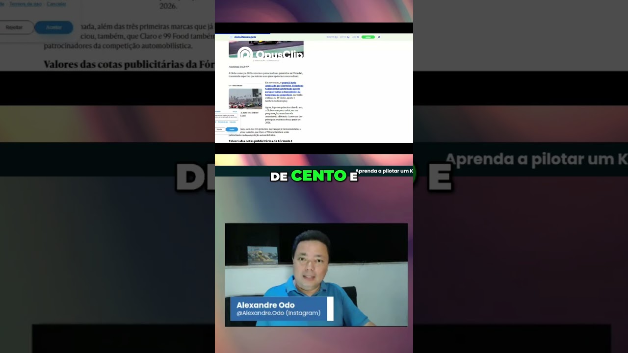 99 Food Patrocina Fórmula 1 na Globo  R$125 Milhões!