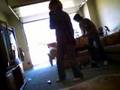 me and aaron using rock band instruments pretendin to play