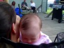 GRACELYNN and her mom enjoy the cookout.
