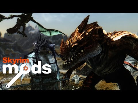 Giant Skyrim Godzilla VS Dragon Horde - Top 5 Skyrim Mods of the Week