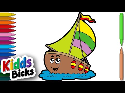 video-linktoworks-How to Draw a Yacht Boat Step by Step | Colour the Yacht ...