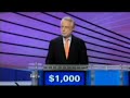 Wolf Blitzer of CNN's Situation Room chokes on Celebrity Jeopardy finishing with negative $4600. Andy Ritcher, Conan's sidekick, finished with $68000.