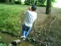 Stuck over stream on ropeswing